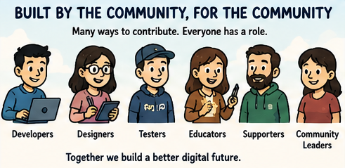 Developers, designers, testers, educators, supporters, and community leaders building together.